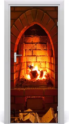 Produktbild von Tulup Türaufkleber 85x205 cm Dekorative Aufkleber Selbstklebend Wasserdichte Tapete Abnehmbar Schlafzimmer Wohnzimmer Wohnkultur - Der Kamin