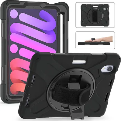 Zdjęcie produktu dla Etui na iPada Mini 6 8,3" z podstawką i uchwytem na rysik, czarne
