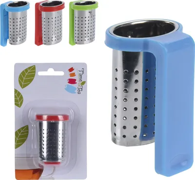 Produktbild von Teesieb Edelstahl, Höhe: 4 cm, Breite: 3,5 cm, zum Einhängen an Tassenrand, 1 aus 3 Farben