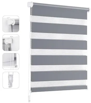 Obrázek produktu pro Zatemňovací rolety bez vrtání - zakrývají okno - 60 x 130 cm - šedá barva - vhodné pro běžná okna