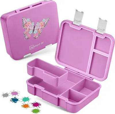 Productafbeelding van Lunchbox voor kinderen, roze, met vlinderprint