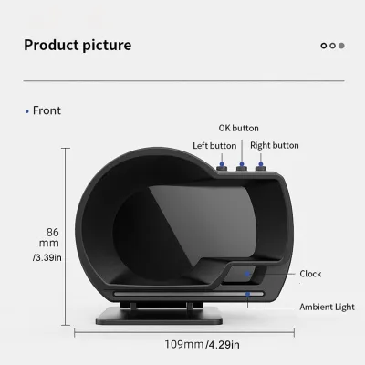 Produktbild von Head Up Display OBD2+GPS Smart Gauge Auto HUD Tachometer Turbo RPM Alarm für Auto LKW