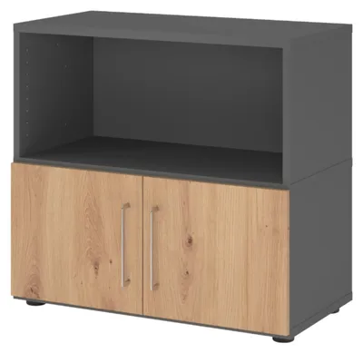 Produktbild von bümö flexi Aktenschrank klein mit Flügeltüren - Nachbildung: Graphit/Asteiche