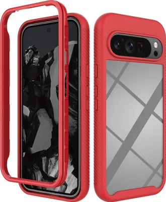 Produktbild von Google Pixel 10 Pro XL Hülle, Hybrid Transparente Rückseite TPU Bumper Stoßfest Schutzhülle für Google Pixel 10 Pro XL Rot