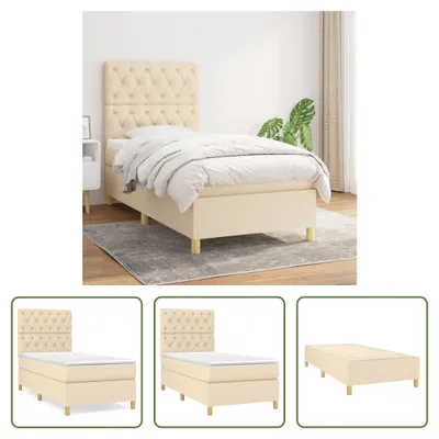 Produktbild von The Living Store Boxspringbett mit Matratze Creme 80x200 cm Stoff