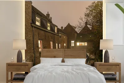 Produktbild von MuchoWow® Fototapete für Wohnzimmer oder Schlafzimmer Wandtapete Vinyl Motivtapete Historische Grachten in der niederländischen Stadt Den Bosch - 220x220 cm - Tapeten