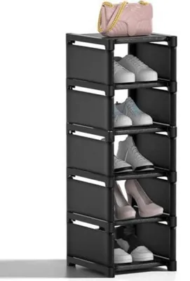 Produktbild von Schuhregal Schmal Hoch Schwarz Platzsparend 27x26x90cm Staubdicht