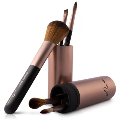 Produktbild von 5-tlg. Set: Reise-Pinselset 'Travel Tube' in Coffee - Vegan