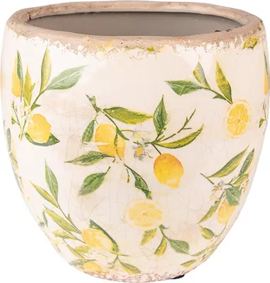 Produktbild von Clayre & Eef Blumentopf Ø 14x14 cm Gelb Keramik Zitrone