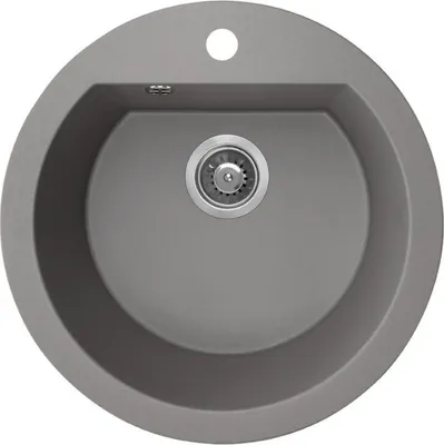 Produktbild von BADLAND Spülbecken Granitspüle Einzelbecken Rund I Dafne 51x51 Grau | Siphon im SET!