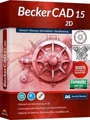 Produktbild von BeckerCAD 15 2D - 3 User Lizenz - CAD -Konstruieren - Zeichnen - PC DVD-ROM
