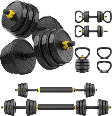Produktbild von FEIERDUN 27 kg Hantelset, 4-in-1, für Langhantel, Kettlebell & Liegestütz