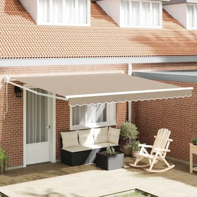 Produktbild von Einziehbare Markise Beige 400 x 300 cm Polyester und Aluminium