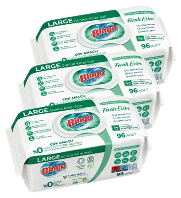 Produktbild von Bingo Grün 3x96 Blatt – Frische Brise Duft – Mehrzweck Reinigungstücher – Multi Surface Wipes