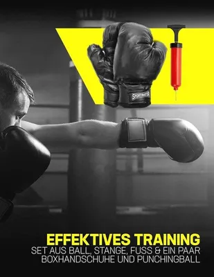 Productafbeelding van Verstelbare Punchingball en Bokstrainer Set met Bokshandschoenen en Lam