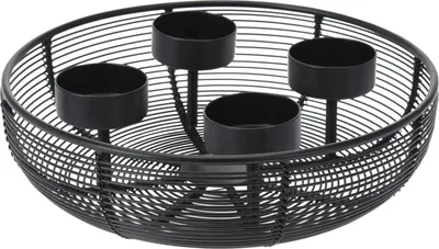 Produktbild von Home Styling Collection Kerzenhalter | Kerzenständer für 4 Teelichter aus Metall schwarz korbförmig im LOFT-Stil 20x6 cm