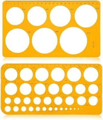 Produktbild von 2 Stück Kreisschablone, lochschablone Zeichnen Quilling Schablone Transparent Orange Digitale Messschablonen Lineale für Büro und Schule Bau Schalung Zeichnungen Vorlagen
