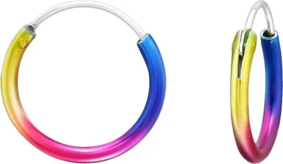 Produktbild von Creolen Ohrringe 925 Sterling Silber Regenbogen 10-16mm Größe - 12 mm