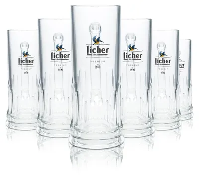 Produktbild von 6x Licher Bier Glas 0,3l Krug Humpen Seidel Kontur Gläser Brauerei Pils Gastro