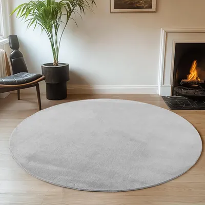 Zdjęcie produktu dla Ayyildiz | Okrągły Dywan Pluszowy Joy - 200 cm x 200 cm - Szary - Miękki i Antypoślizgowy - Idealny Do Wnętrz