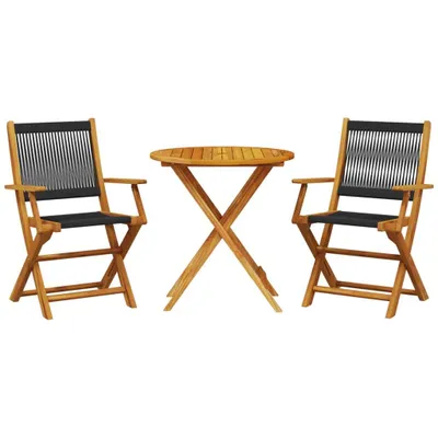 Produktbild von 3-tlg. Bistro-Set Schwarz Polypropylen und Massivholz