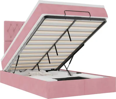 Image de vidaXL Ottoman-lit avec matelas rose 120x200 cm velours