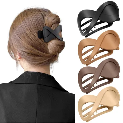 Immagine prodotto di Fermagli per capelli signore 4 pezzi clip per capelli piatto antiscivolo grande clip marrone