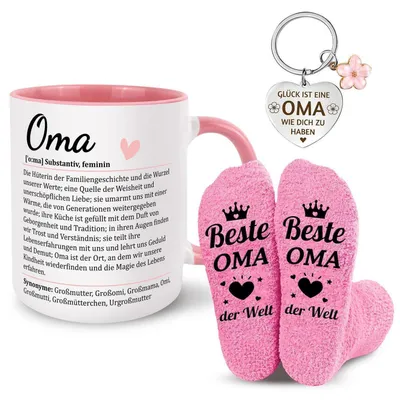 Immagine prodotto di Set regalo per nonna: tazza, calze, portachiavi