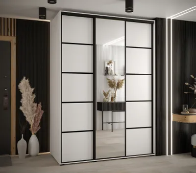 Produktbild von Kleiderschrank ASIRI 5 – 170/60 cm, weiß/schwarz