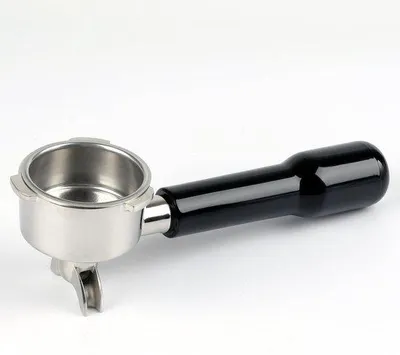 Immagine prodotto di Portafiltro Unyqoos® da 51 mm (acciaio inossidabile 304) con doppio beccuccio per macchine da caffè espresso, colore nero – cestello filtro da 20 g