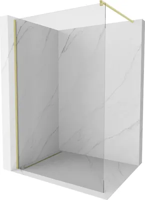 Produktbild von Mexen Kioto Duschwand Walk-in 90 x 200 cm, transparent 8 mm, gebürstet Gold - 800-090-101-55-00