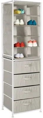 Produktbild von Schuhregal Schuhschrank Schuhablage mit Metallrahmen 10 Fächer mDesign beige