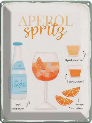 Produktbild von vianmo Blechschild 40x30 cm Aperol Spritz Cocktail Recipe Essen Trinken