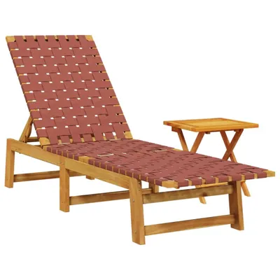 Immagine prodotto di Lettino Prendisole Tavolino Rosso Legno Massello Acacia Tessuto