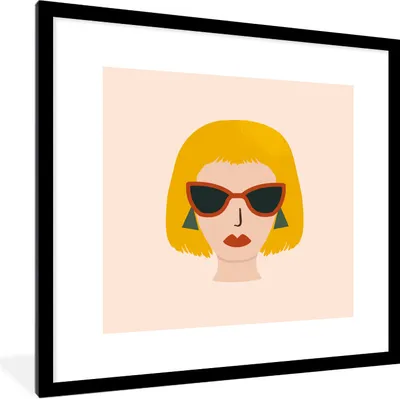Produktbild von MuchoWow® Gerahmtes Poster Frau - Sommer - Sonnenbrille 40x40 cm - Poster mit Schwarzem Bilderrahmen Wandposter Rahmen Foto Bilder - Poster - Plakat im Rahmen