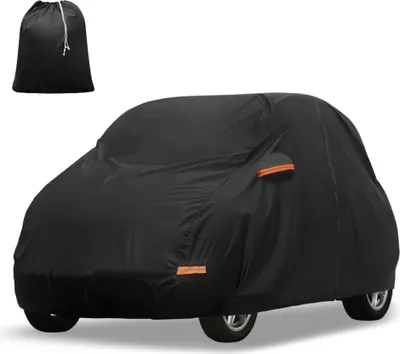 Produktbild von Autoabdeckung 210D-PU Oxford Vollgarage Wasserdicht Winddicht Sonnenschutz mit Fahrertš¹r-Rei?verschluss Schwarz Fš¹r Smart Fortwo 2007-2023