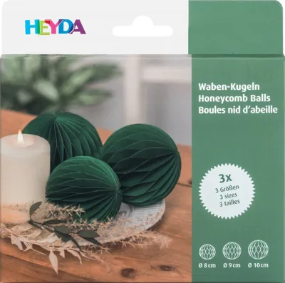 Produktbild von Heyda 204870718 Waben-Kugel-Set, dunkelgrün
