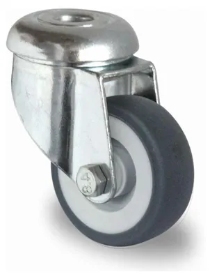 Productafbeelding van Zwenkwiel, diameter 50 mm, draagvermogen 50 kg, met bevestigingsgat, glijlager, rubber, grijs