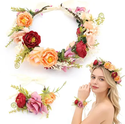 Produktbild von Blumenkranz, Kunstblumen Haarreif mit Rosen, für Hochzeit