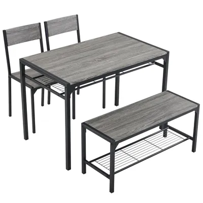 Produktbild von Alightup Essgruppe mit Tisch und Stühlen, 110×65×76 cm, bestehend aus 2 Stühlen und 1 Bank, Grau