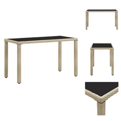 Image de vidaXL Table de jardin beige 123 x 60 x 74 cm Poly Rotin -  Tables de jardin