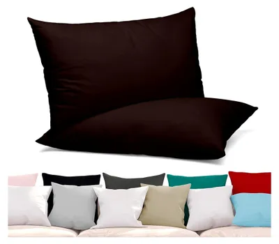 Produktbild von 2er Set Kissenbezug aus gekämmter Baumwolle, Jersey 160g/m², wählbare Größe und Farbe (40x80 cm, Dunkelbraun)