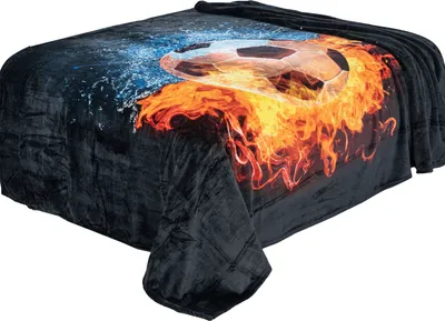 Produktbild von Kuscheldecke flauschig Fußball Ohne Sherpa 150x200 cm Wohndecke Decke EM Charakter Tagesdecke Flammen