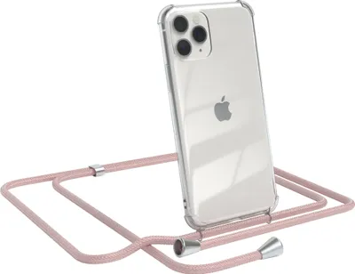Produktbild von EAZY CASE Handykette kompatibel mit Apple iPhone 11 Pro, Handyhülle mit Umhängeband, Handykordel, Schutzhülle Clear, Band in Rosa