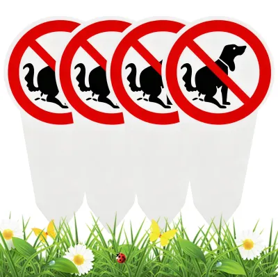 Imagen del producto de Juego de 4 carteles para prohibir la recogida de excrementos de perros en el jardín