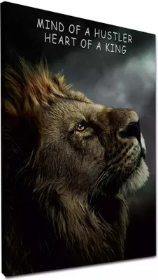 Produktbild von Löwe Mind Of A Hustler Motivation Leinwandbild Wandbild Deko Kunst XL: 60x80x4cm