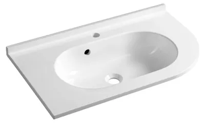 Productafbeelding van Sapho PULSE wastafelblad van gietmarmer, 75x45 cm, links, wit