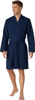 Produktbild von Schiesser Bademantel dunkelblau Waffelbaumwolle Essentials