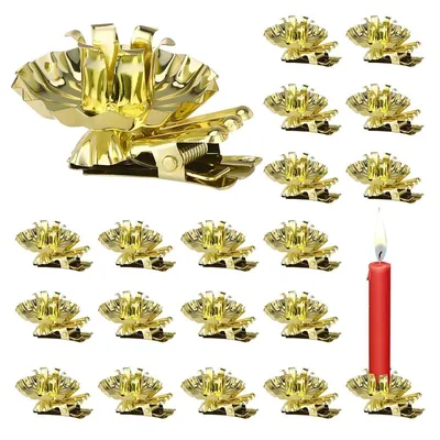 Produktbild von 20 Stück Baumkerzenhalter Clip, Mini Kerzenhalter für Weihnachtsbaum, Metall Vintage Kerzenständer mit Clip für Hochzeit, Geburtstag, Weihnachten