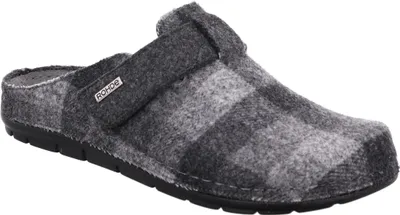 Produktbild von Rohde Herren Pantoffel Filz kariert Memoryfußbett aus Leder Rodigo-H 6745, Größe:43 EU, Farbe:Grau